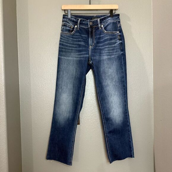 Silver Jeans Co Avery Straight Cropped Length Denim - Picture 1 of 10